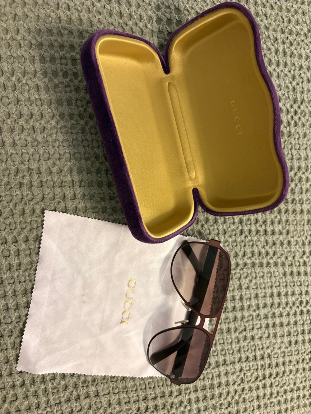 Gucci Men's Brown Gradient Sunglasses with Purple Case Liner